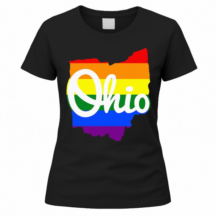 I Love My Ohio Home Script Ohio Pride Flag Women's T-Shirt