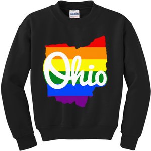 I Love My Ohio Home Script Ohio Pride Flag Kids Sweatshirt