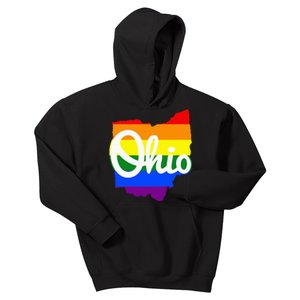 I Love My Ohio Home Script Ohio Pride Flag Kids Hoodie