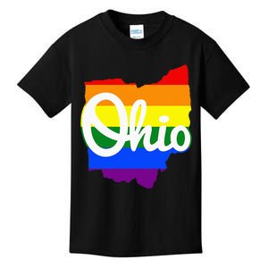 I Love My Ohio Home Script Ohio Pride Flag Kids T-Shirt