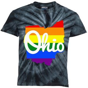 I Love My Ohio Home Script Ohio Pride Flag Kids Tie-Dye T-Shirt