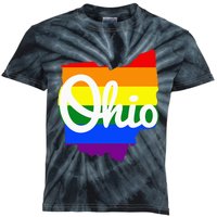 I Love My Ohio Home Script Ohio Pride Flag Kids Tie-Dye T-Shirt