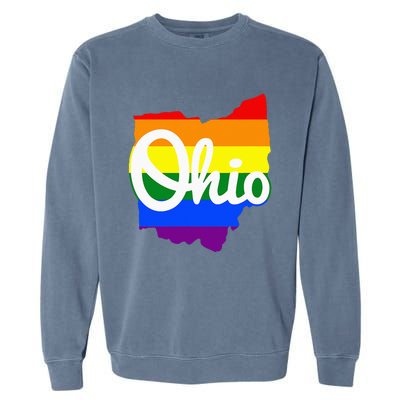 I Love My Ohio Home Script Ohio Pride Flag Garment-Dyed Sweatshirt