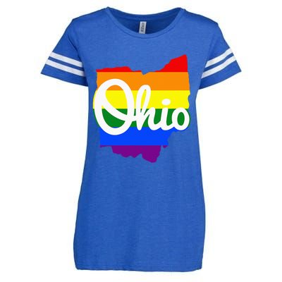 I Love My Ohio Home Script Ohio Pride Flag Enza Ladies Jersey Football T-Shirt