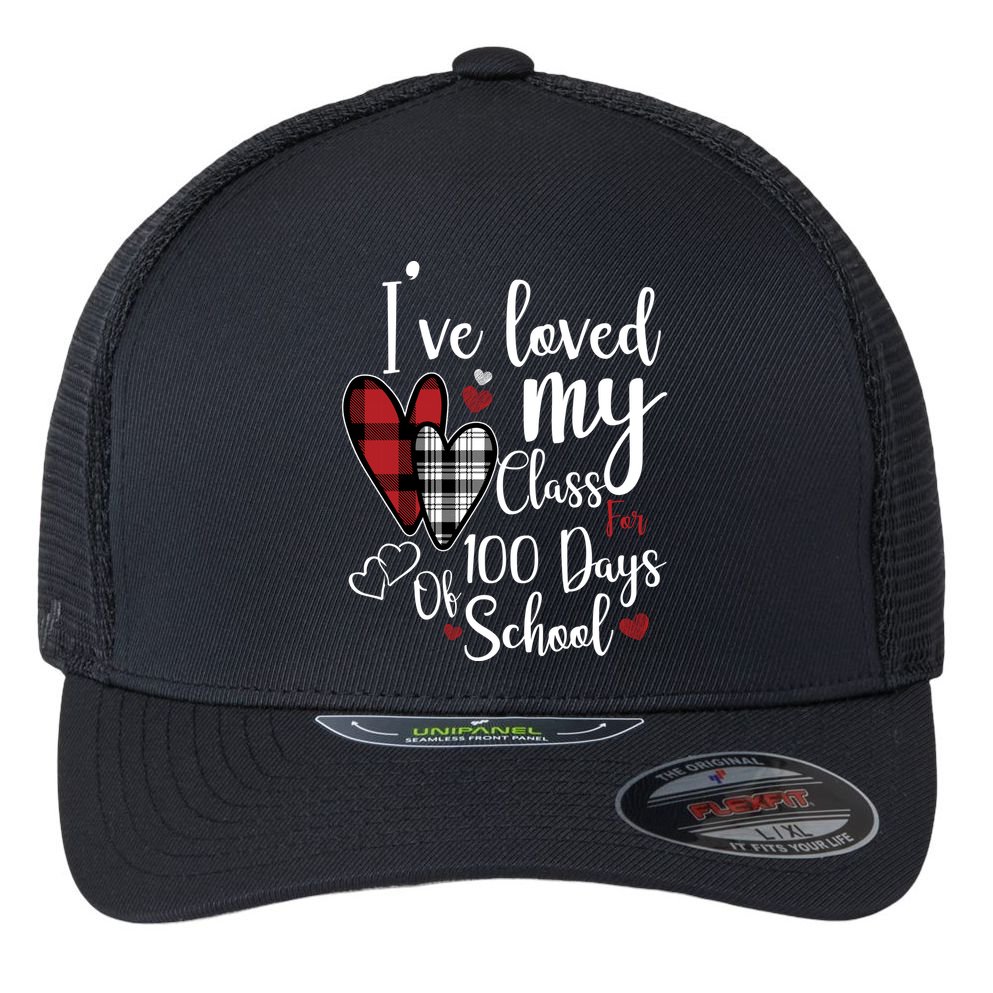 I've Loved My Class For 100 Days School Cute Valentine Flexfit Unipanel Trucker Cap