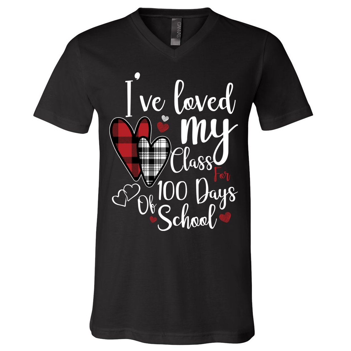 I've Loved My Class For 100 Days School Cute Valentine V-Neck T-Shirt