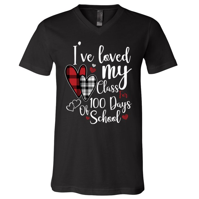 I've Loved My Class For 100 Days School Cute Valentine V-Neck T-Shirt