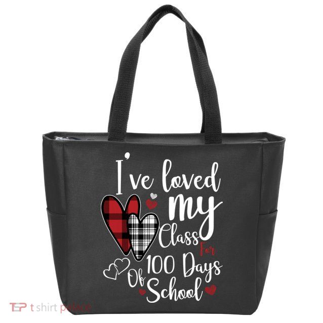I've Loved My Class For 100 Days School Cute Valentine Zip Tote Bag