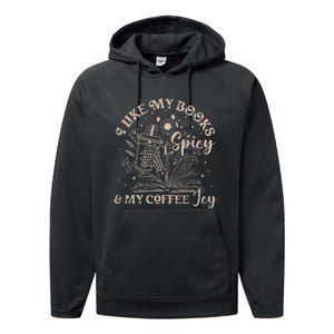 I Like My Books Spicy And My Coffee Icy Skeleton Book Lovers Performance Fleece Hoodie