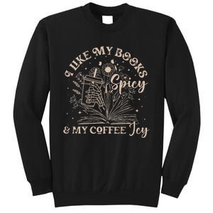 I Like My Books Spicy And My Coffee Icy Skeleton Book Lovers Sweatshirt