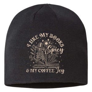 I Like My Books Spicy And My Coffee Icy Skeleton Book Lovers Sustainable Beanie