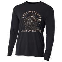 I Like My Books Spicy And My Coffee Icy Skeleton Book Lovers Cooling Performance Long Sleeve Crew