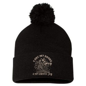 I Like My Books Spicy And My Coffee Icy Skeleton Book Lovers Pom Pom 12in Knit Beanie