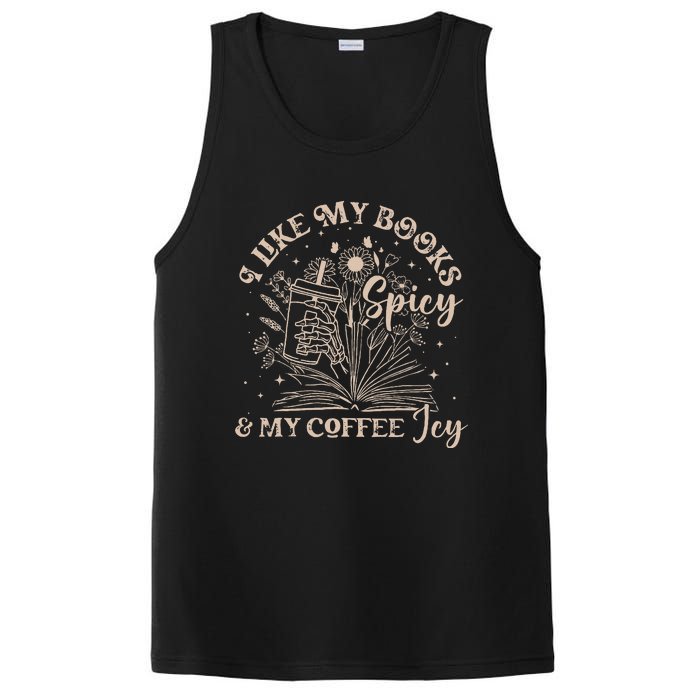 I Like My Books Spicy And My Coffee Icy Skeleton Book Lovers PosiCharge Competitor Tank