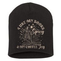 I Like My Books Spicy And My Coffee Icy Skeleton Book Lovers Short Acrylic Beanie