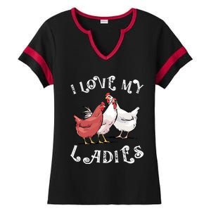 I Love My Ladies Chicken Farmer Crazy Lady Christmas Gift Ladies Halftime Notch Neck Tee