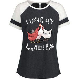 I Love My Ladies Chicken Farmer Crazy Lady Christmas Gift Enza Ladies Jersey Colorblock Tee