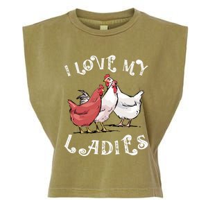 I Love My Ladies Chicken Farmer Crazy Lady Christmas Gift Garment-Dyed Women's Muscle Tee