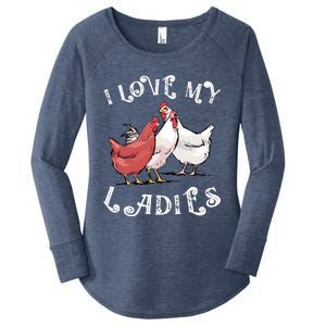 I Love My Ladies Chicken Farmer Crazy Lady Christmas Gift Women's Perfect Tri Tunic Long Sleeve Shirt