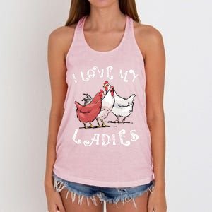 I Love My Ladies Chicken Farmer Crazy Lady Christmas Gift Women's Knotted Racerback Tank