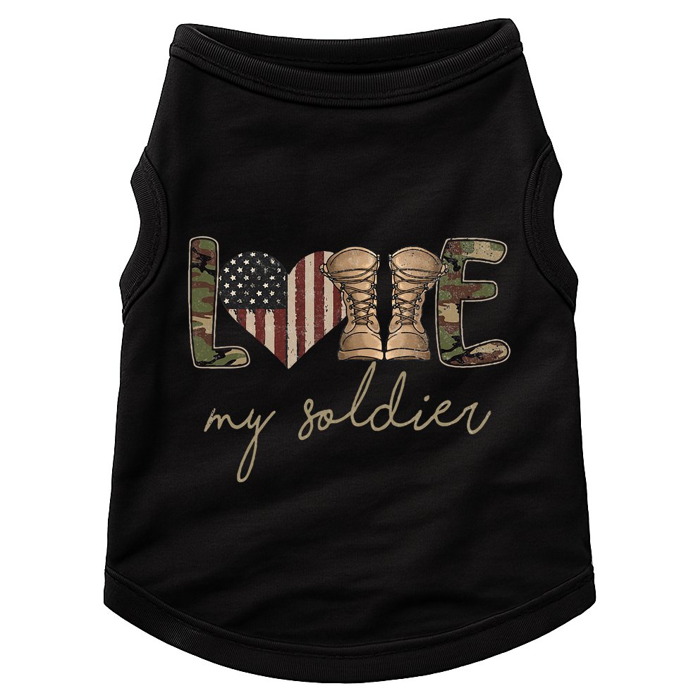 I Love My Soldier Military Army Wife USA Camour Flag Doggie Tank