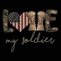 I Love My Soldier Military Army Wife USA Camour Flag V-Neck T-Shirt