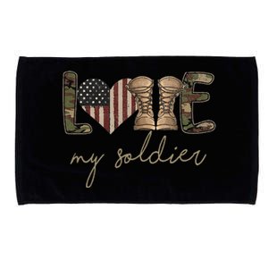 I Love My Soldier Military Army Wife USA Camour Flag Microfiber Hand Towel