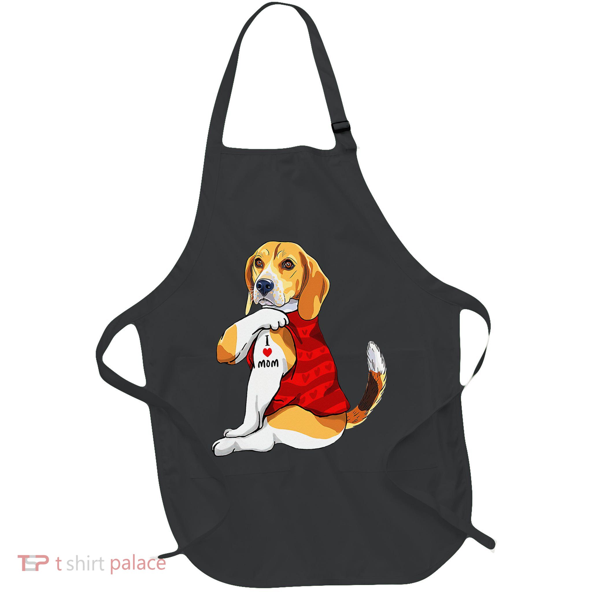 I Love Mom Tattoo Beagle Dog Lover Apron