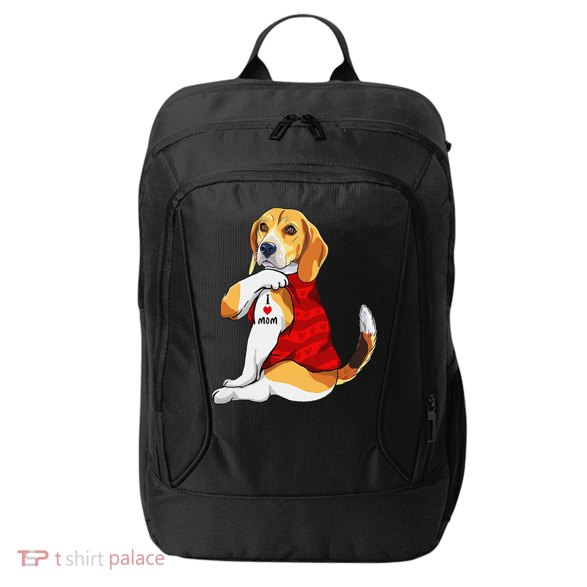 I Love Mom Tattoo Beagle Dog Lover City Backpack