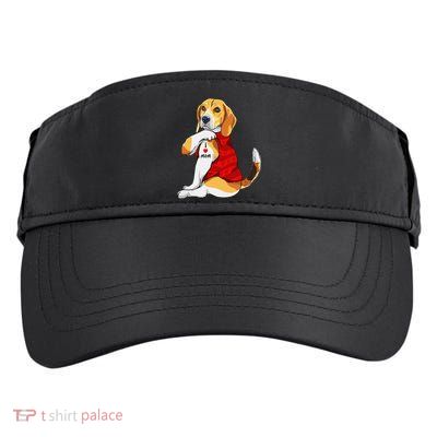 I Love Mom Tattoo Beagle Dog Lover Adult Drive Performance Visor