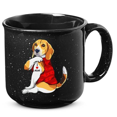 I Love Mom Tattoo Beagle Dog Lover 15oz Campfire Ceramic Mug