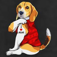 I Love Mom Tattoo Beagle Dog Lover Beanie