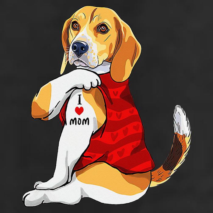I Love Mom Tattoo Beagle Dog Lover Beanie