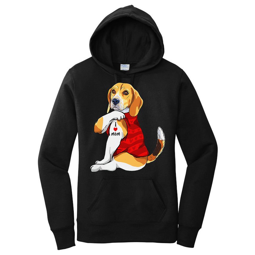 I Love Mom Tattoo Beagle Dog Lover Women's Pullover Hoodie