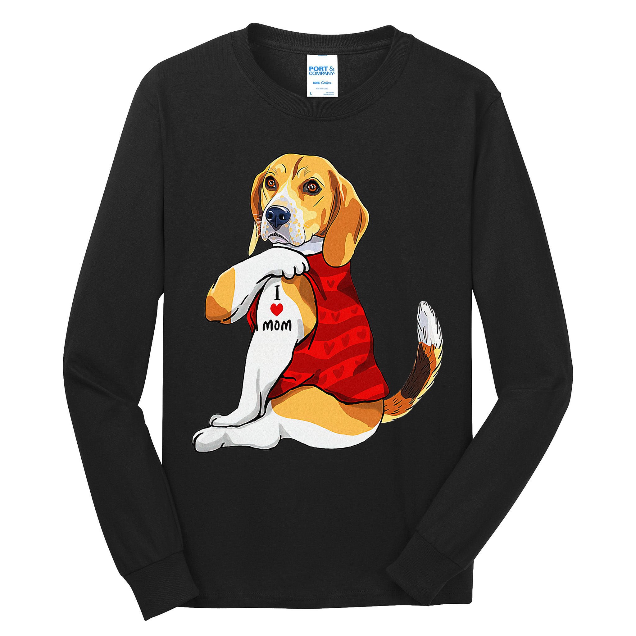 I Love Mom Tattoo Beagle Dog Lover Tall Long Sleeve T-Shirt