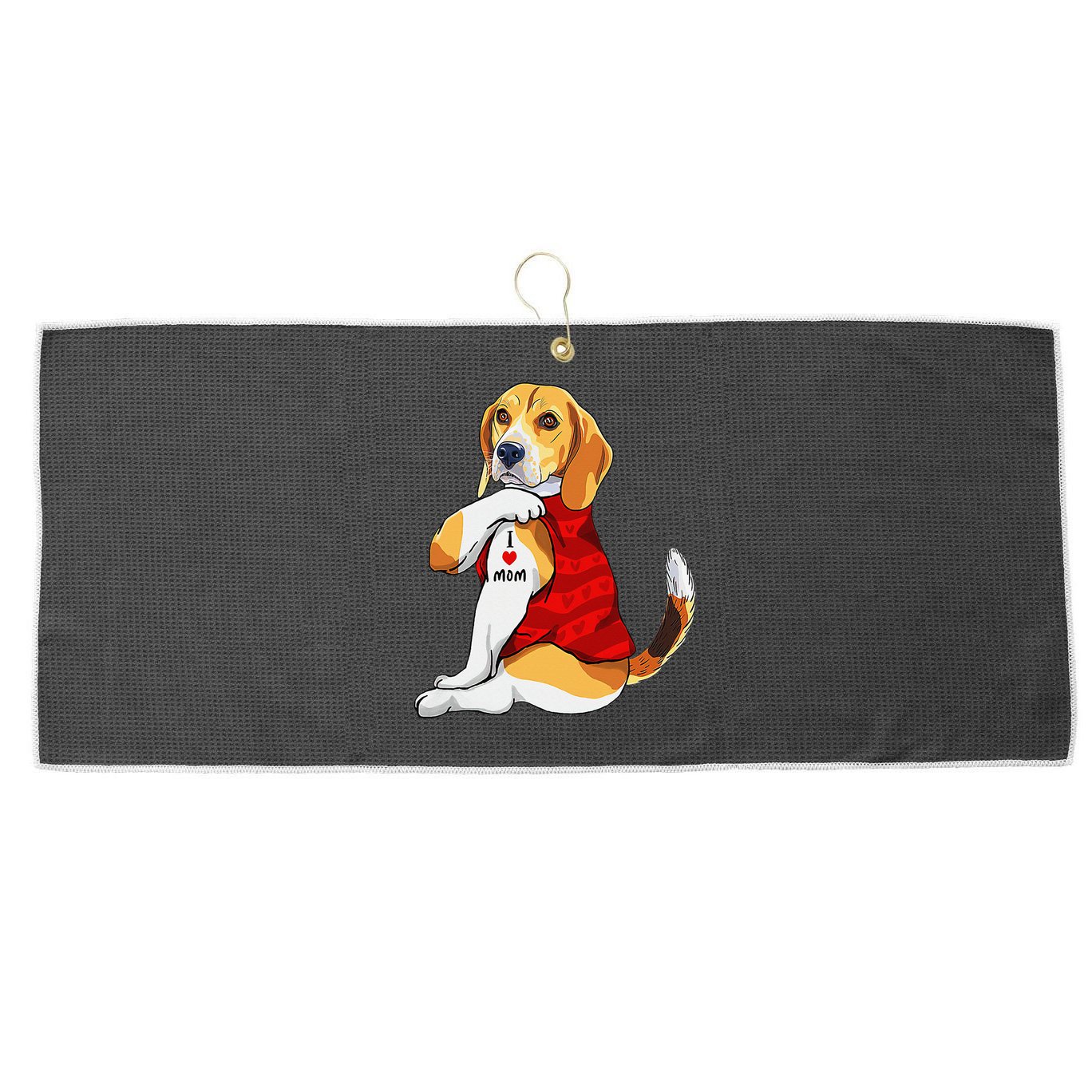 I Love Mom Tattoo Beagle Dog Lover Large Microfiber Waffle Golf Towel