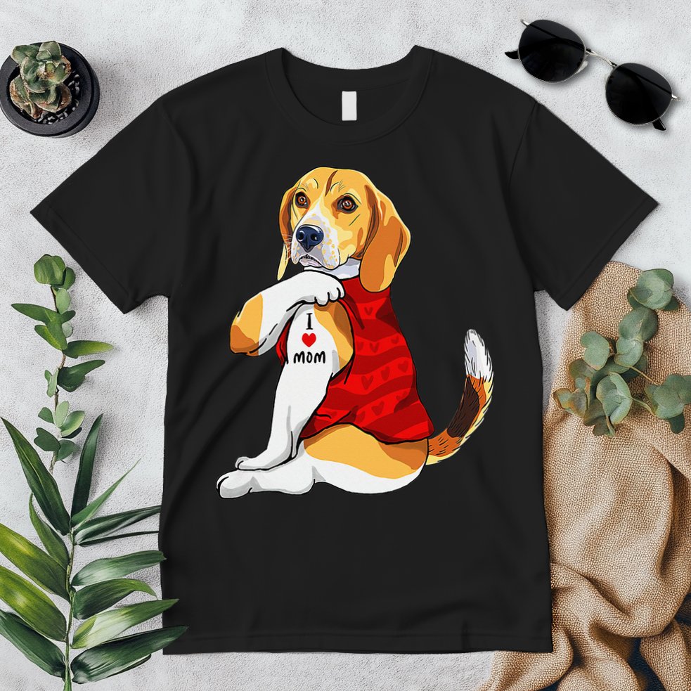 I Love Mom Tattoo Beagle Dog Lover Premium T-Shirt