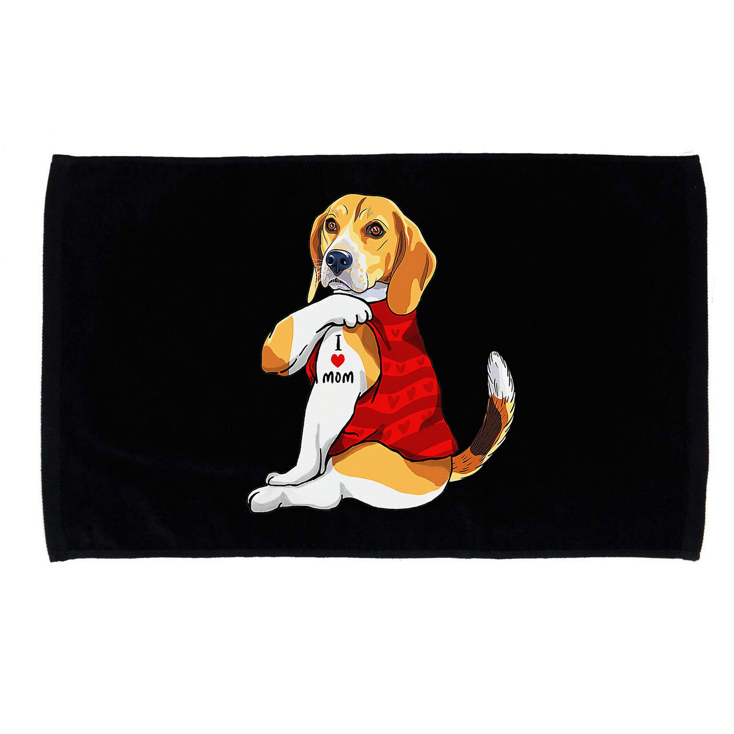 I Love Mom Tattoo Beagle Dog Lover Microfiber Hand Towel