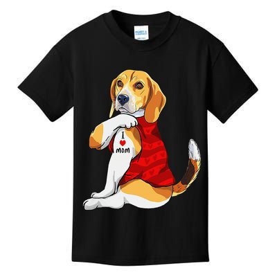 I Love Mom Tattoo Beagle Dog Lover Kids T-Shirt