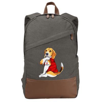 I Love Mom Tattoo Beagle Dog Lover Cotton Canvas Backpack
