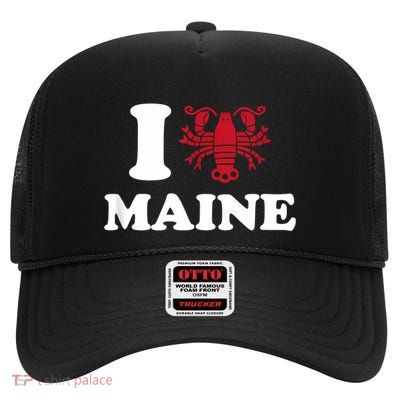 I Love Maine I Lobster Maine Heart Shape Lobster High Crown Mesh Back Trucker Hat