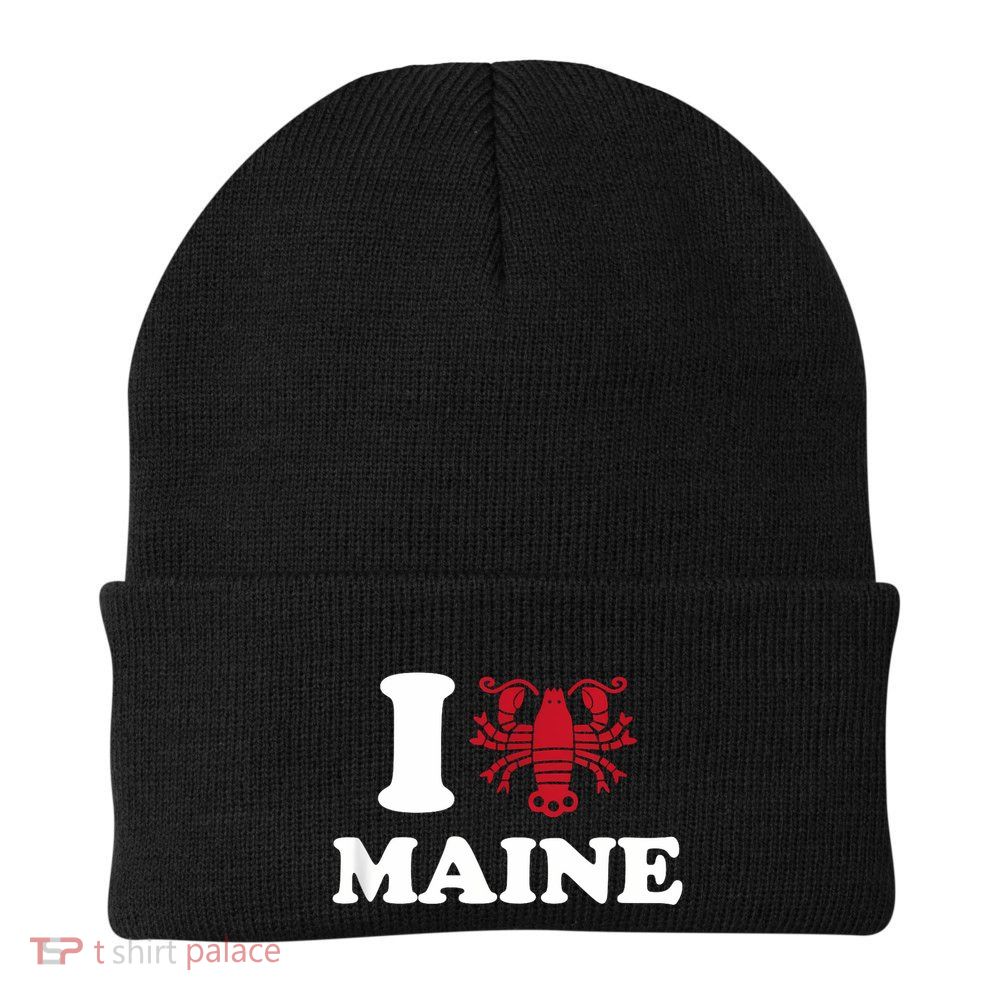 I Love Maine I Lobster Maine Heart Shape Lobster Knit Cap Winter Beanie