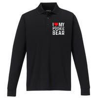 I Love My Pookie Bear I Heart My Pookie Bear ValentineS Performance Long Sleeve Polo