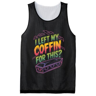 I Left My Coffin For This? Coffin Vampire Goth Horror Halloween Emo Culture Mesh Reversible Basketball Jersey Tank
