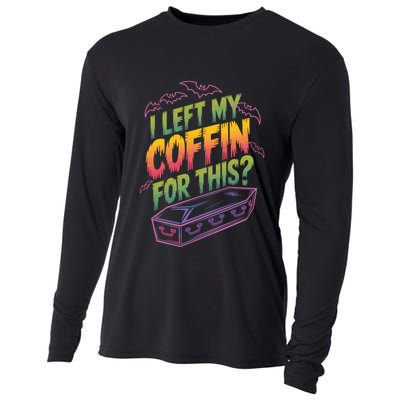 I Left My Coffin For This? Coffin Vampire Goth Horror Halloween Emo Culture Cooling Performance Long Sleeve Crew