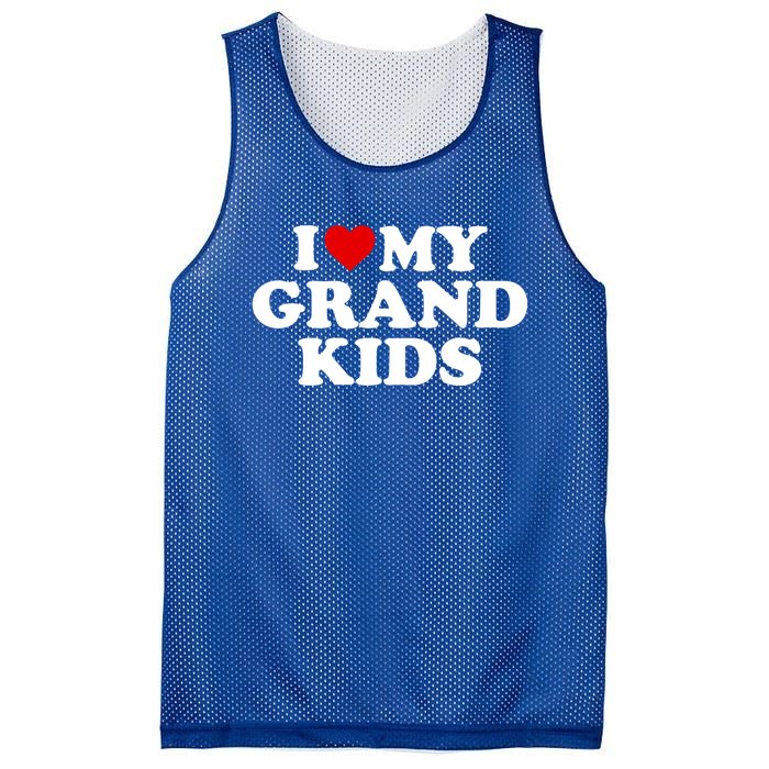 I Love My Grand Grand Gift Red Heart Gift Mesh Reversible Basketball Jersey Tank