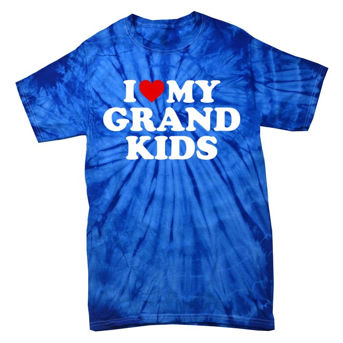 I Love My Grand Grand Gift Red Heart Gift Tie-Dye T-Shirt