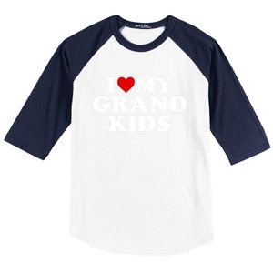 I Love My Grand Grand Gift Red Heart Gift Baseball Sleeve Shirt