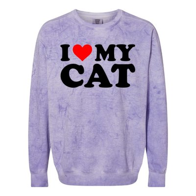 I Love My Cat Funny Red Heart Cat I Heart My Cat Cool Gift Colorblast Crewneck Sweatshirt