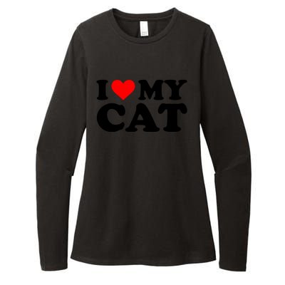 I Love My Cat Funny Red Heart Cat I Heart My Cat Cool Gift Womens CVC Long Sleeve Shirt